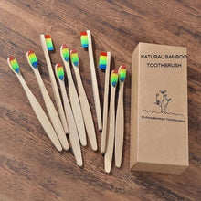 将图片加载到图库查看器，New design mixed color bamboo toothbrush Eco Friendly wooden Tooth Brush Soft bristle Tip Charcoal adults oral care toothbrush
